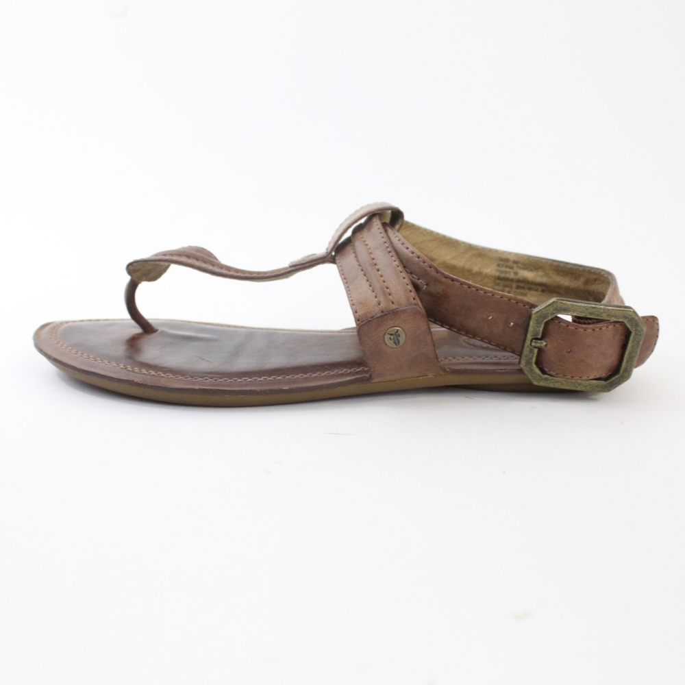 Frye Alessia Trapunto Thong Sandals Leather Brown Womens Size 8